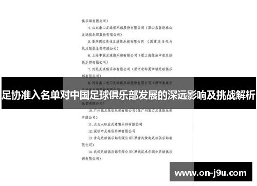 足协准入名单对中国足球俱乐部发展的深远影响及挑战解析